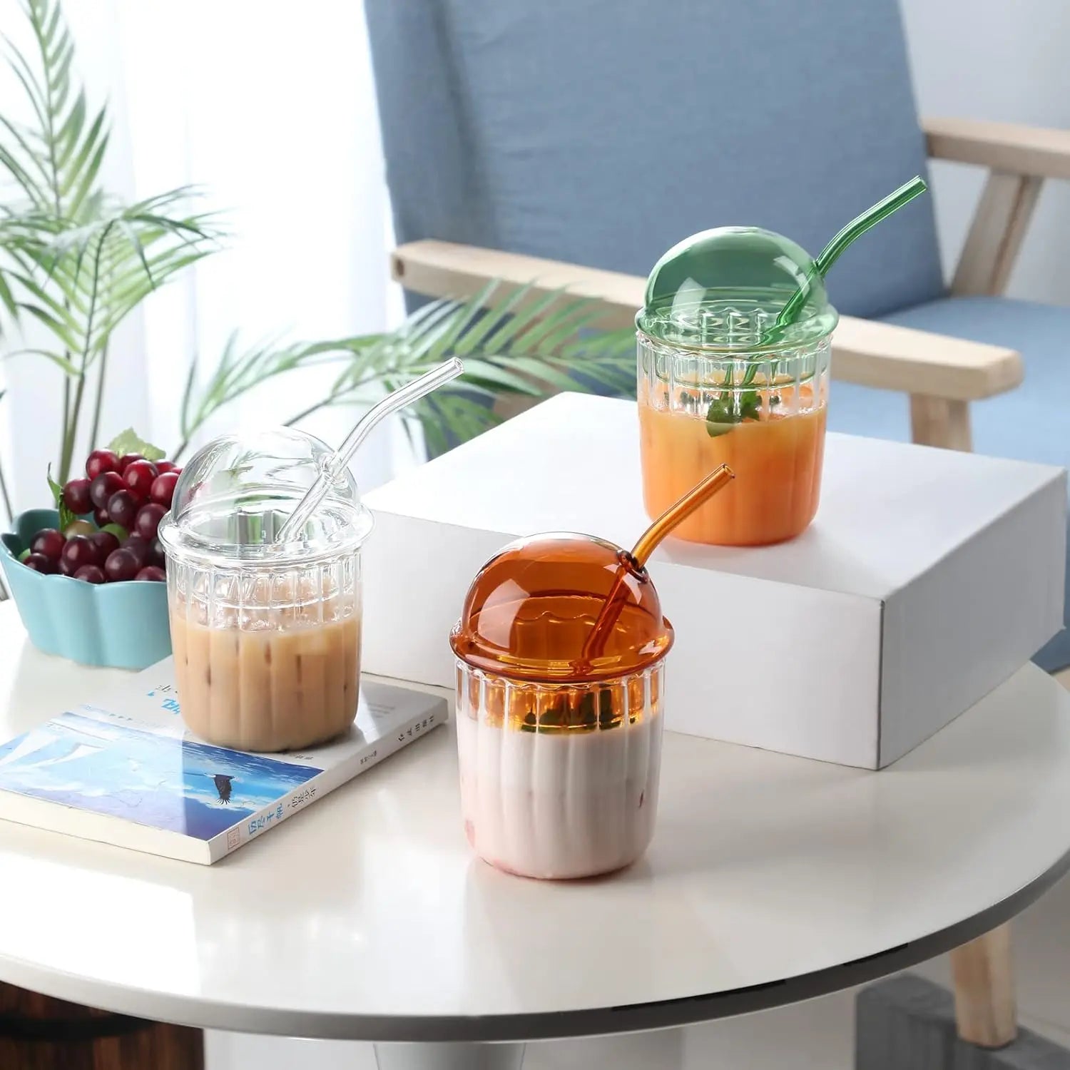 Dome Lid Glass Tumbler - osbshop.pk