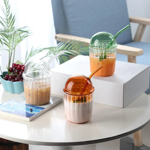 Dome Lid Glass Tumbler - osbshop.pk