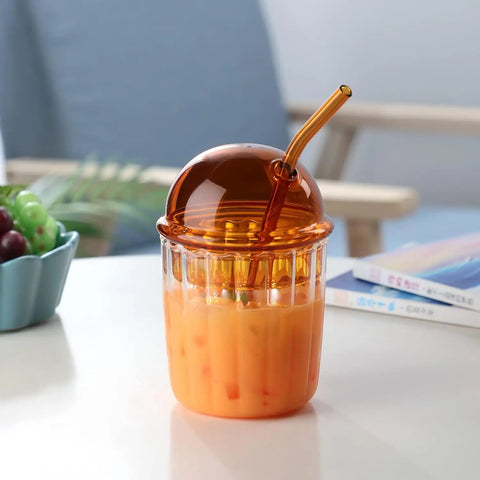 Dome Lid Glass Tumbler - osbshop.pk