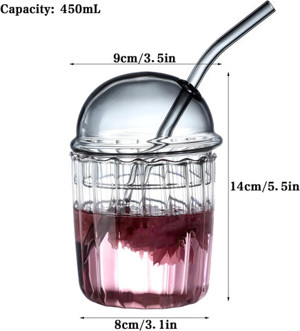 Dome Lid Glass Tumbler - osbshop.pk