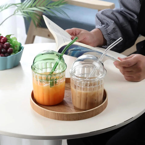 Dome Lid Glass Tumbler - osbshop.pk