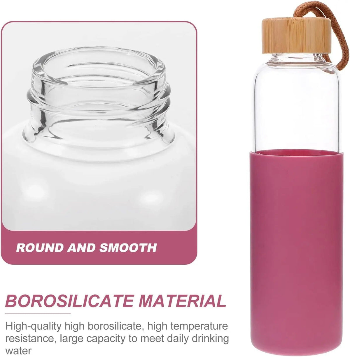 Glass Bottle with Bamboo Cap - osbshop.pk