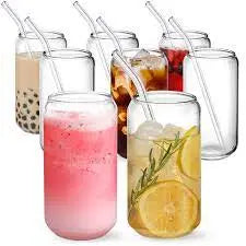 Glass Can Mug with Straw without cap - osbshop.pk