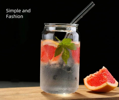 Glass Can Mug with Straw without cap - osbshop.pk
