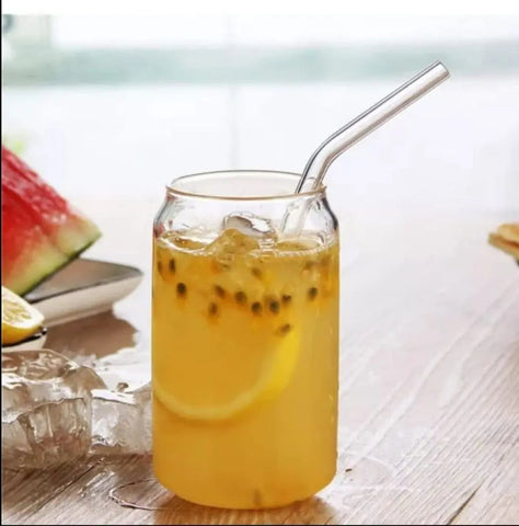 Glass Can Mug with Straw without cap - osbshop.pk