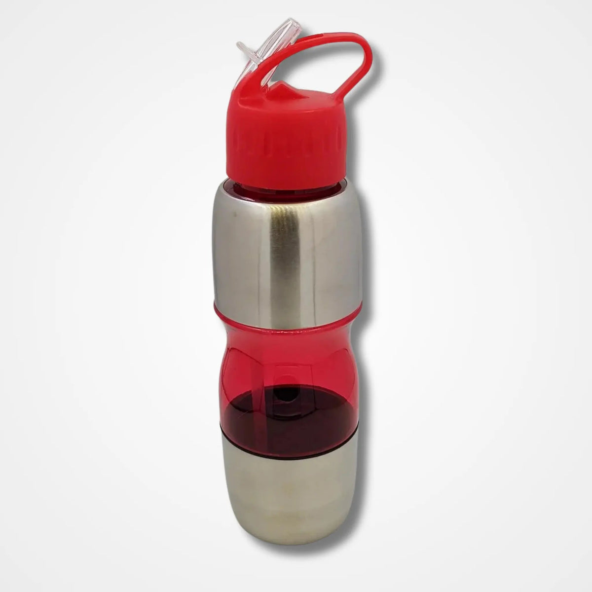 Red Plastic + Stainless Steel Bottle - osbshop.pk