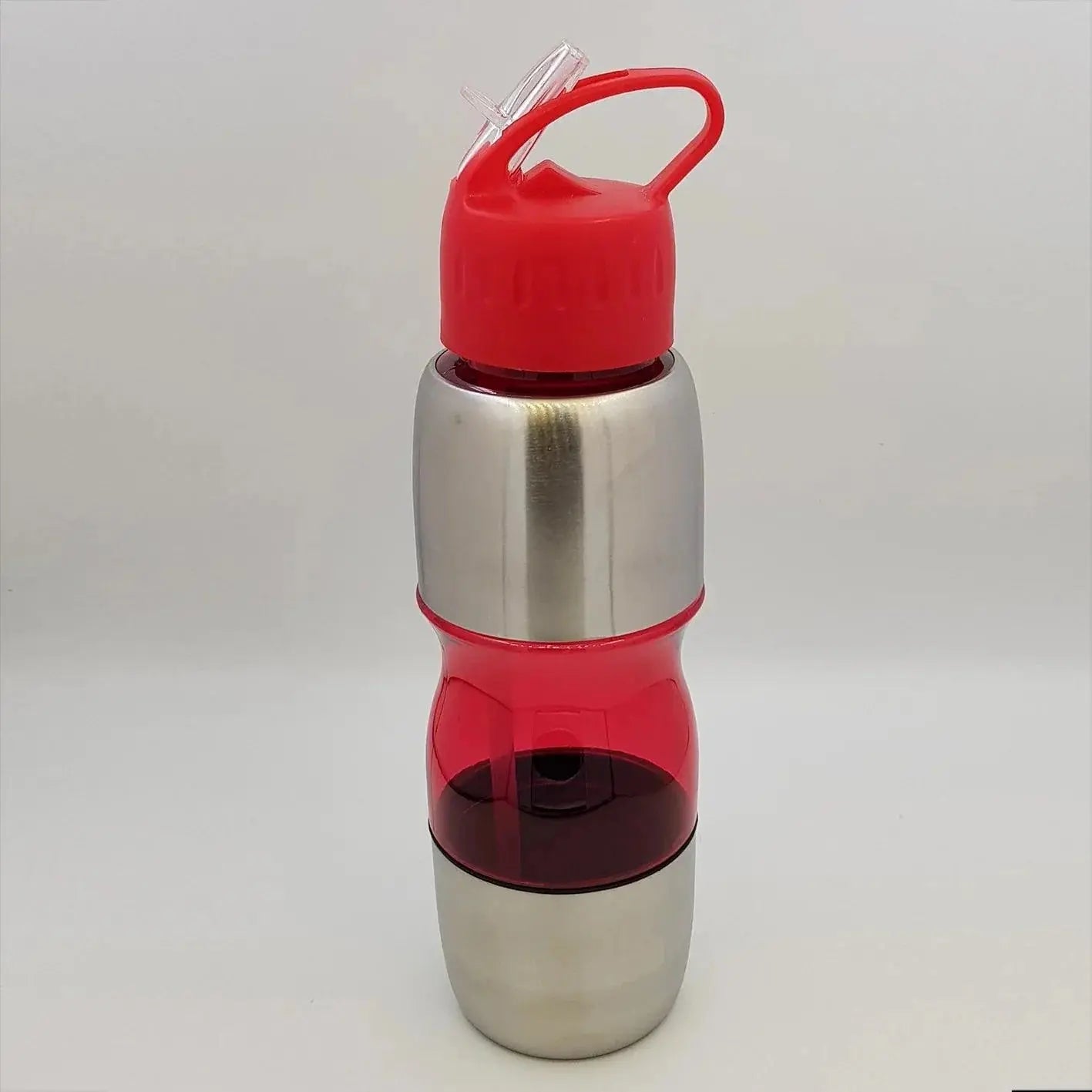 Red Plastic + Stainless Steel Bottle - osbshop.pk