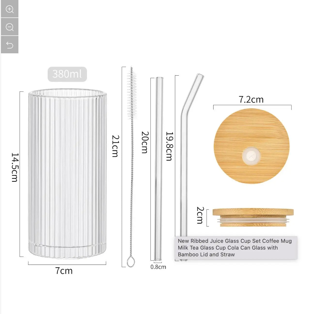 Ribbed glass tumbler with wooden lid - osbshop.pk