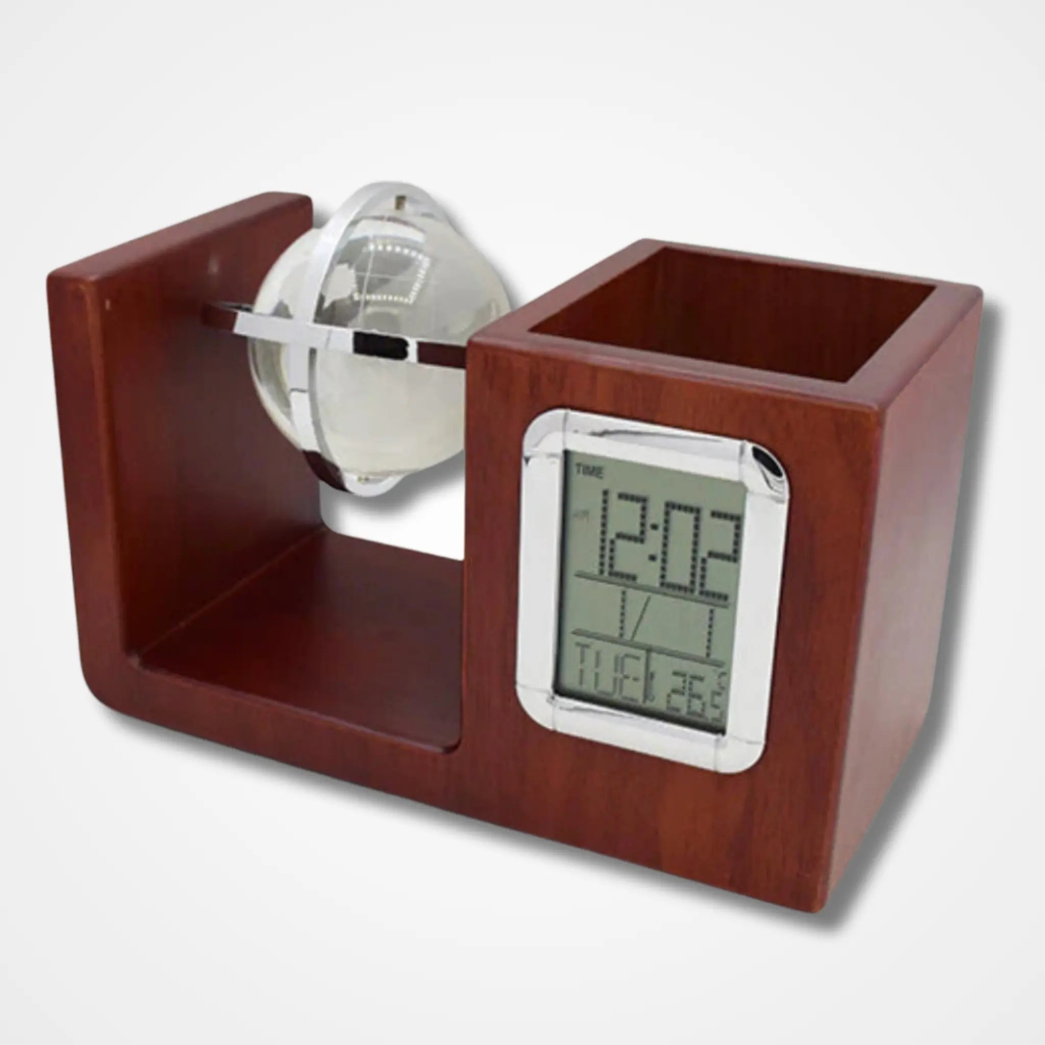 Table Clock Wood Shade with Globe - osbshop.pk