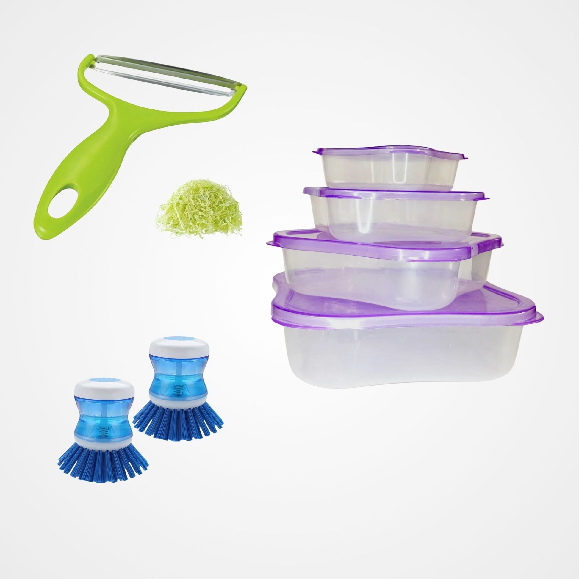 Deal 03 Airtight Container, Cabbage Slicer, Palm Brush osbshop.pk