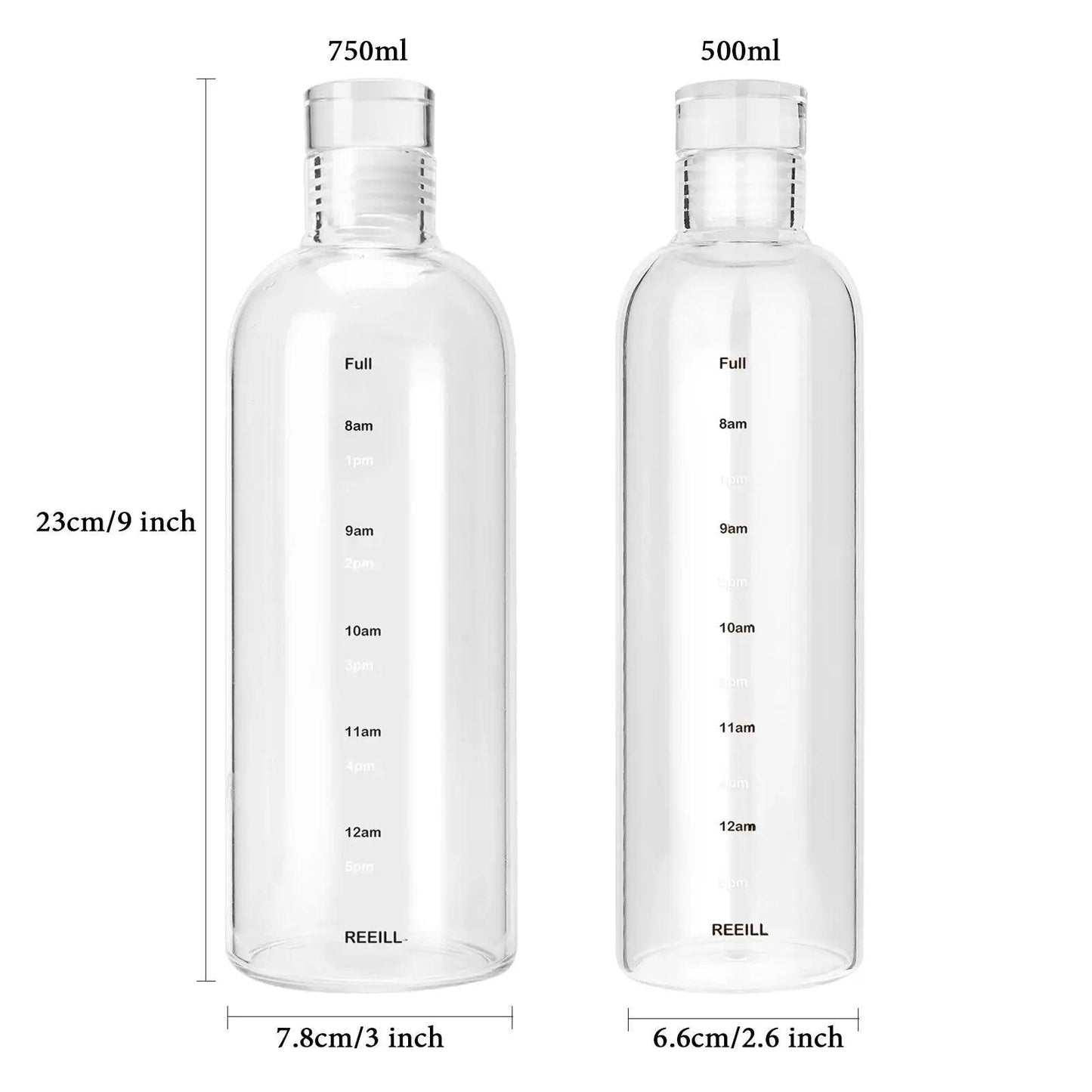 Glass Water Bottle With Time Marker