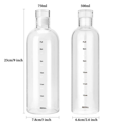 Glass Water Bottle With Time Marker