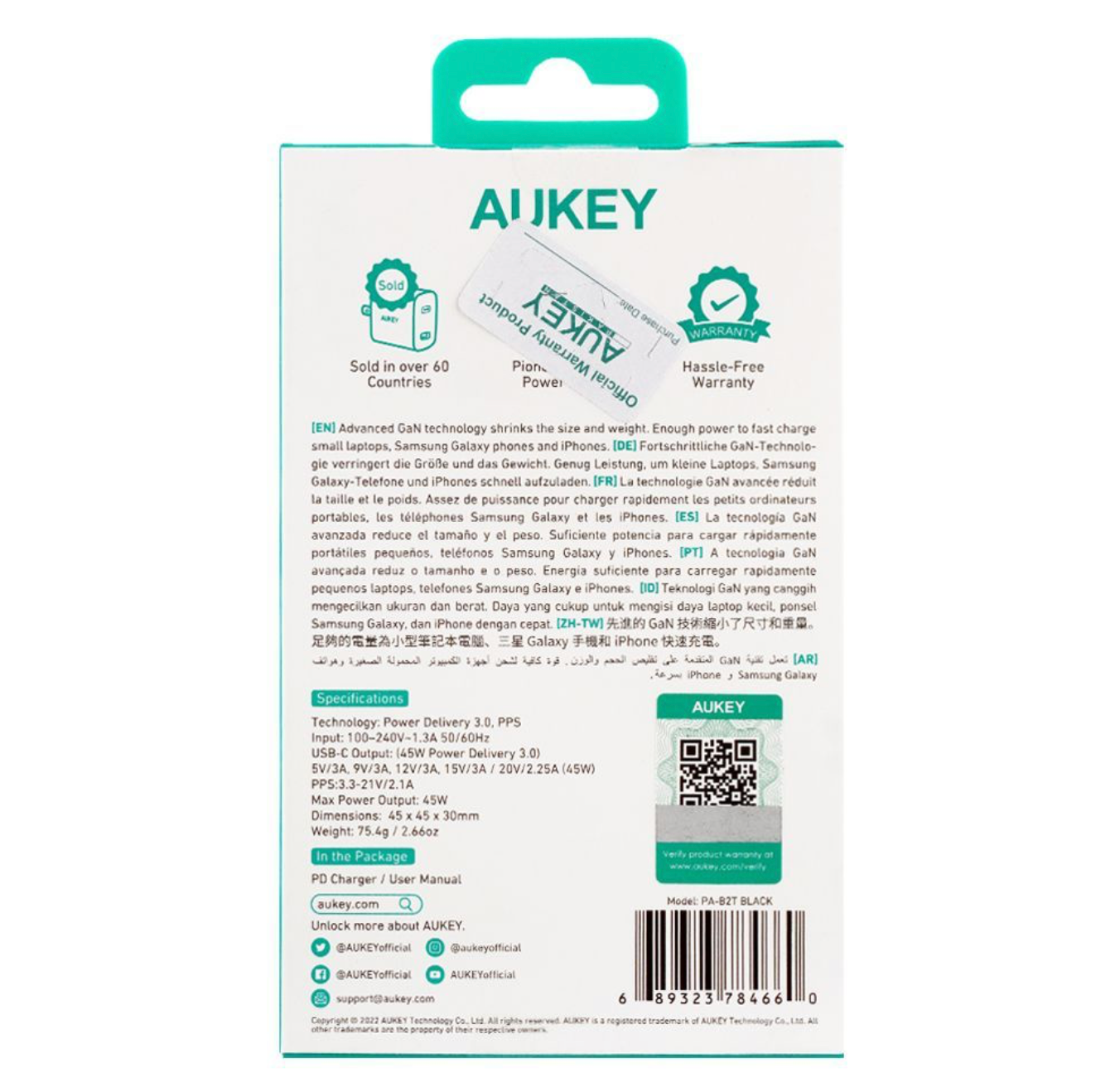 Aukey Omnia II 45W PD Wall Charger osbshop.pk