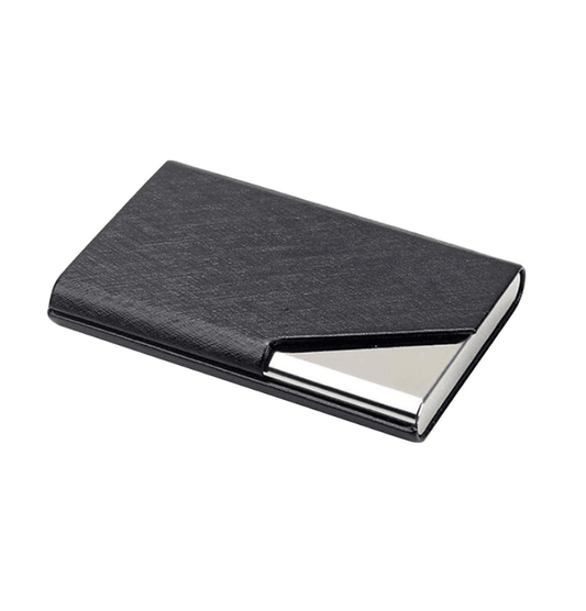 Black Leather Steel Card Holder - OSB