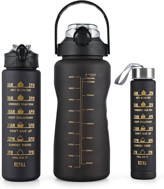 Black Set of 3 Motivational Bottle - OSB