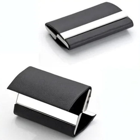 Double Side Black Leather Steel Card Holder - OSB