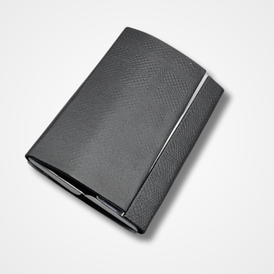 Double Side Black Leather Steel Card Holder - OSB