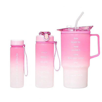 3-Piece Gradient Plastic Water Bottle Set