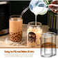 Glass Can Mug with Straw with Wooden Cap - OSB