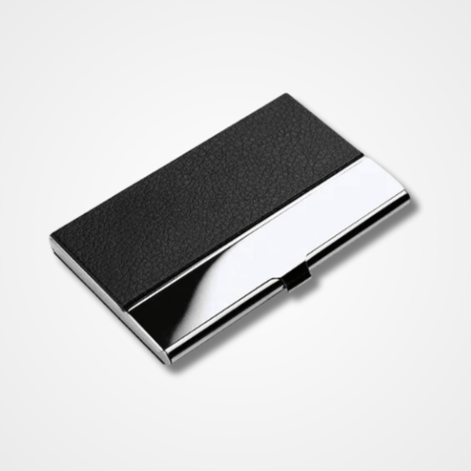 Grain Black Leather Steel Card Holder - OSB