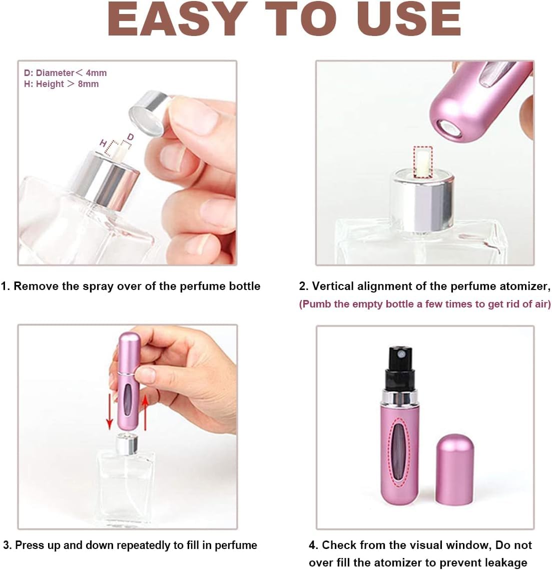 Mini Refillable Perfume Spray Bottle, Pocket Size For Travel Set of 3 - OSB