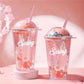 Premium Pink Flower Glass Tumbler - OSB