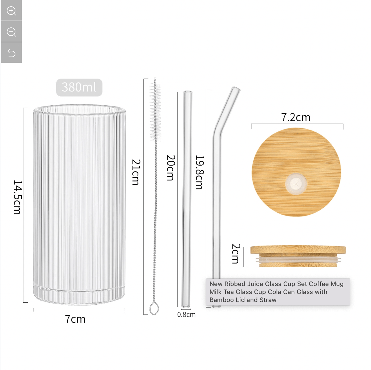 Ribbed glass tumbler with wooden lid - OSB