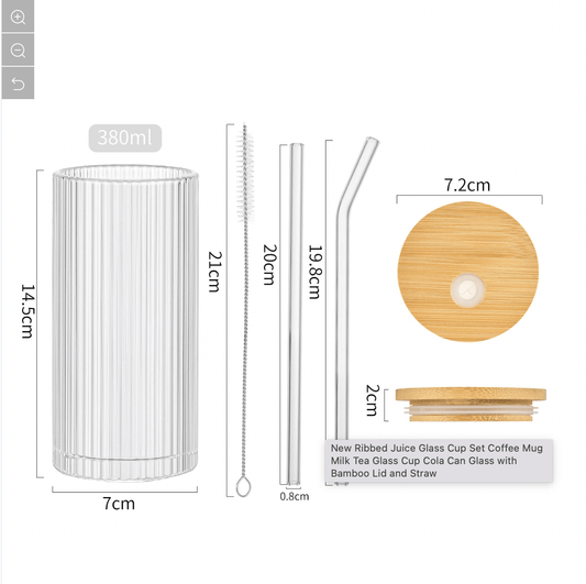 Ribbed glass tumbler with wooden lid - OSB