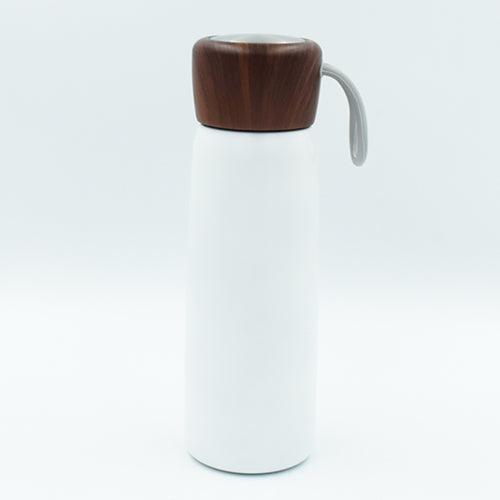 White Stainless Steel Bottle With Wooden Cap - OSB