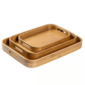 Wooden Bamboo Serving Tray With Handles