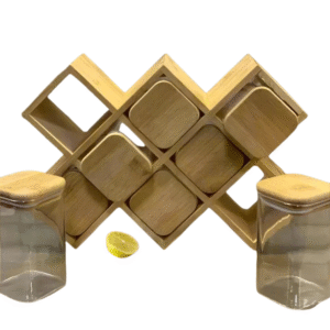 Bamboo Glass Storage Rack 8 Bottles